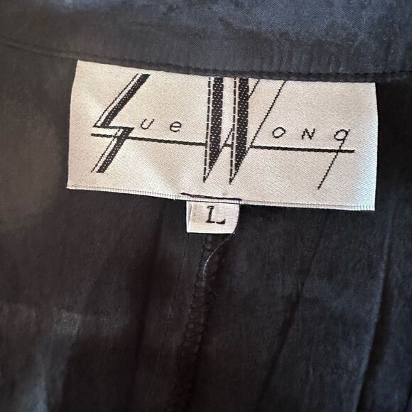 Sue Wong Vintage bohemian Tunic in charcoal grey with beaded buttons - Size L - Picture 2 of 8